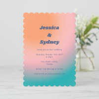 Retro Groovy Türkis Pink Orange Einzigartige Hochz