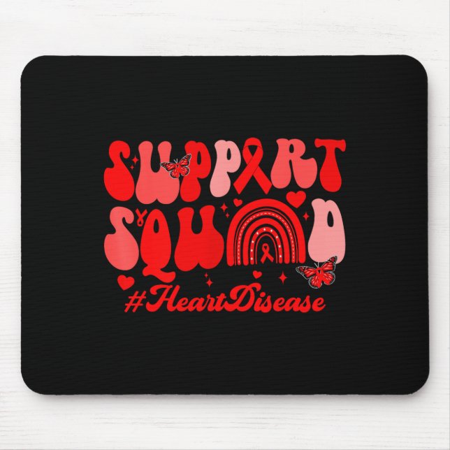 Retro Groovy Unterstützer-Team Herzkrankheit Rotes Mousepad (Vorne)