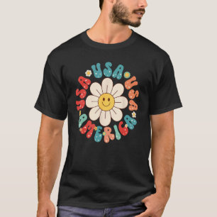 Retro Groovy USA Hippie Blume Patriotic T-Shirt