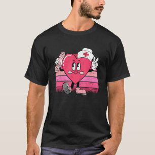 Retro Groovy Valentinstag Süßes Herz Damen Kranken T-Shirt