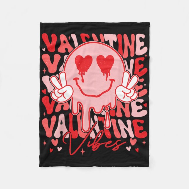 Retro Groovy Valentinstimmung Herz Gesicht Männer  Fleecedecke (Vorderseite)