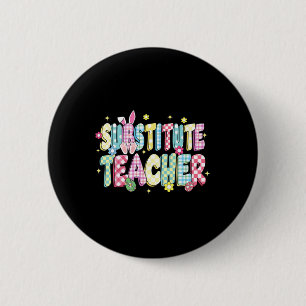 Retro Groovy Vertretungslehrer Hasenohren Ostern Button