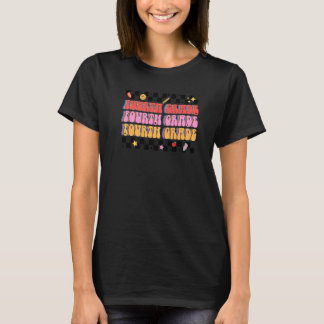 Retro Groovy Vierter Klasse Lehrer zurück T T-Shirt