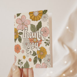 Retro Groovy Vintag Floral Girls Party Dankeskarte