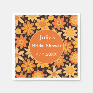 Retro Groovy vintage Blumen Orange gelb kundenspez Serviette