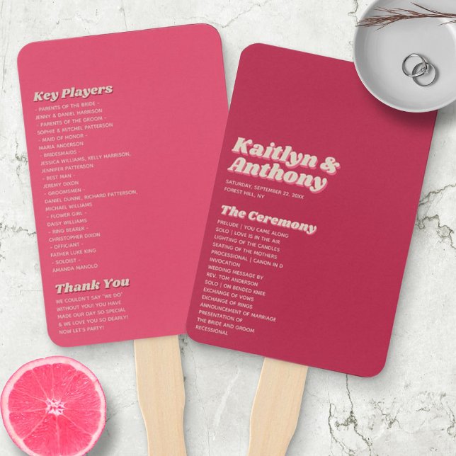 Retro Groovy Viva Magenta Wedding Fächer (Von Creator hochgeladen)