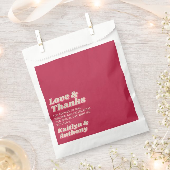 Retro Groovy Viva Magenta Wedding Geschenktütchen (Ausgeschnitten)