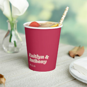 Retro Groovy Viva Magenta Wedding Pappbecher