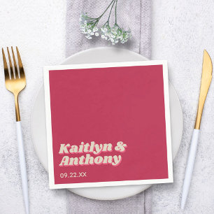 Retro Groovy Viva Magenta Wedding Serviette