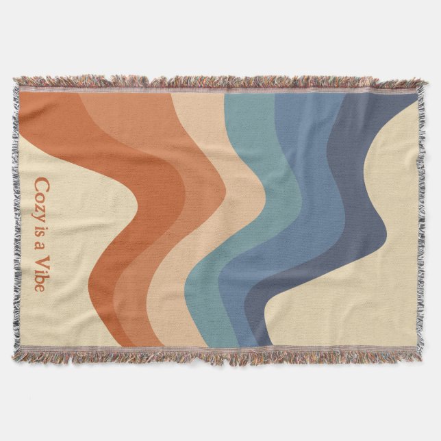Retro Groovy Wave Pattern Cosy ist ein Vibe Decke (Vorderseite)