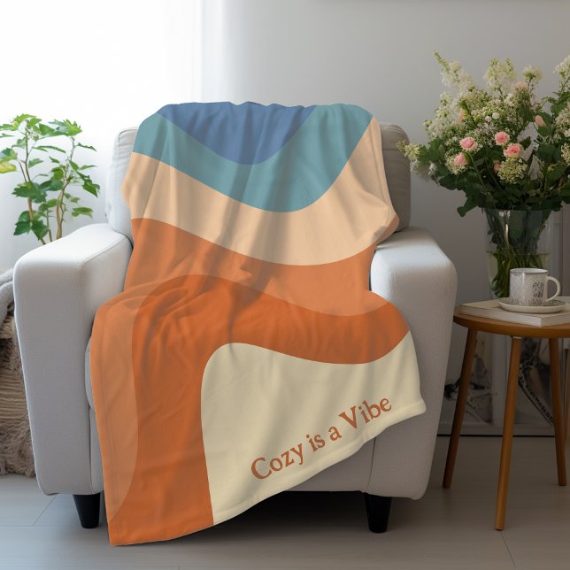 Retro Groovy Wave Pattern Cosy ist ein Vibe Fleecedecke (A warm snuggly blanket for cozy winter nights! Cozy is a vibe!)