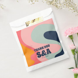 Retro Groovy Waves Pastel Pink Blue Chic Wedding Geschenktütchen