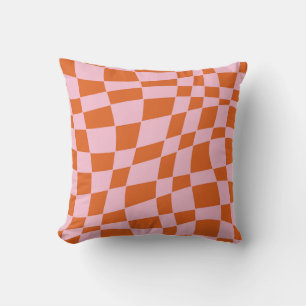 Retro Groovy Wavy Psychedelic Checkerboard Karo Y Kissen