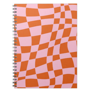 Retro Groovy Wavy Psychedelic Checkerboard Karo Y Notizblock
