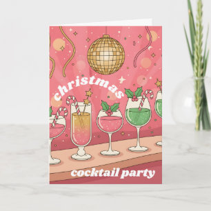 Retro Groovy Weihnachts-Cocktail-Party Feiertagskarte