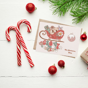 Retro Groovy Weihnachts Foto Weihnachtskarte Feiertagskarte