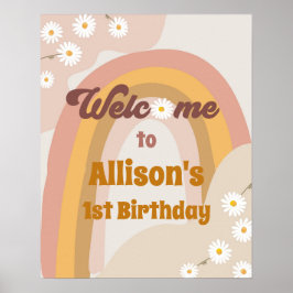 Retro Groovy Welcome Hippie Daisy Girl Birthday Po Poster