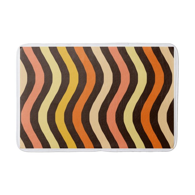 Retro Groovy Wellen Nahtloses Muster Badematte (Vorderseite)