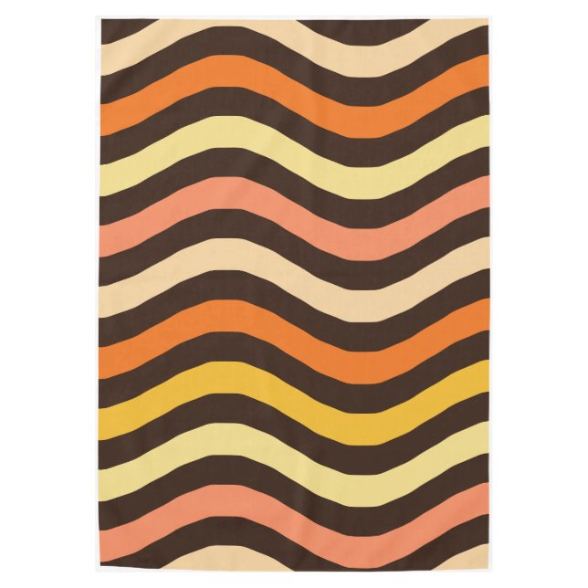 Retro Groovy Wellen Nahtloses Muster Tischdecke (Vorderseite)