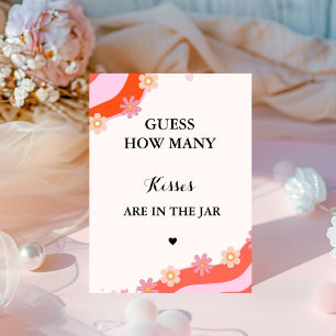 Retro Groovy wie viele Küsse Brautparty Sockelschild