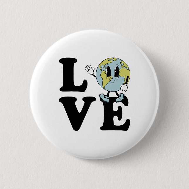 Retro Groovy World Liebe Earth Day Environmental Button (Vorderseite)