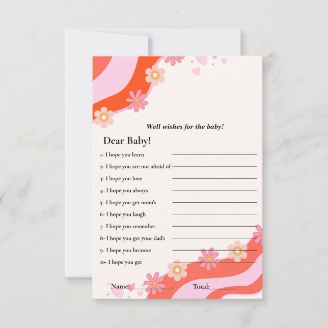 Retro Groovy wünscht sich für die Baby-Duschspielk Einladung (Vorderseite)