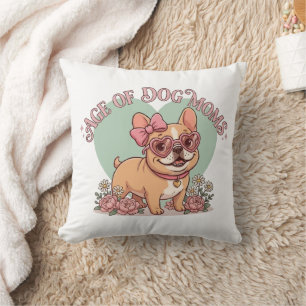 Retro Groovy Zeitalter der Hundemütter Frenchie Kissen