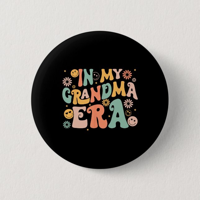 Retro Groovy zum Tag der Großmütter Button (Vorderseite)