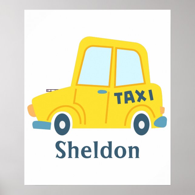 Retro große gelbe Taxi personalisiert Poster (Vorne)