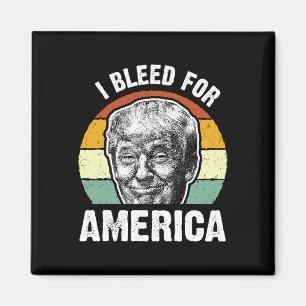 Retro Großes Trump-Gesicht Ich blute für Amerika V Magnet