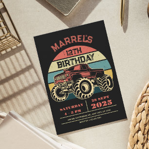Retro Großwagen Geburtstag Einladung