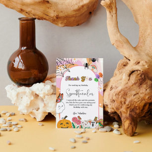 Retro Grovvvy Halloween Geburtstag Dankeschön Kart Ankündigung