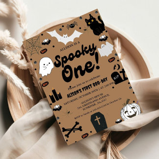 Retro Grovy Halloween Spooky 1. Geburtstag Einladung