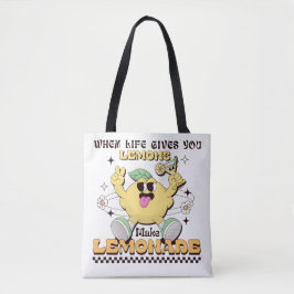Retro Grovy Lemon Design Tote Bag