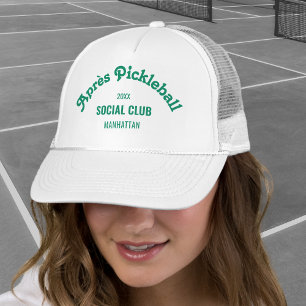 Retro Grün Après Pickle Ball Social Club Weiß Truckerkappe