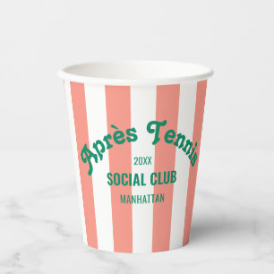 Retro Grün Après Tennis Social Club Rosa Streifen Pappbecher