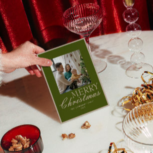Retro Grün Beige Old Money Foto Weihnachten