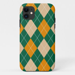 Retro Grün Beige Senf Argyle Diamantmuster Case-Mate iPhone Hülle