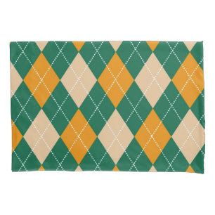 Retro Grün Beige Senf Argyle Diamantmuster Kissenbezug