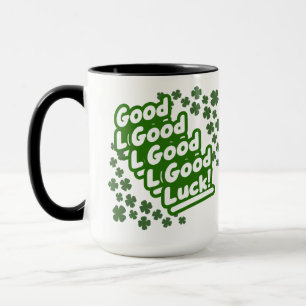 Retro-Grün-Glücksklee-Muster-Tragetasche Tasse