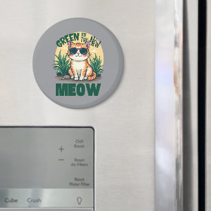 Retro "Grün ist das neue Miauen" Coole Katzen-Natu Magnet