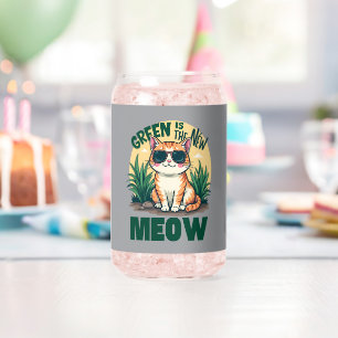 Retro "Grün ist das neue Miauen" Cooler Katzen-Nat Dosenglas