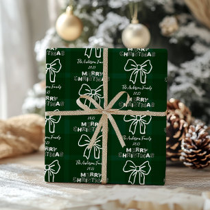 Retro-Grün Kariert Whimsical Weihnachten  Geschenkpapier