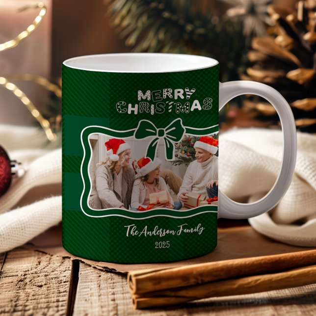 Retro Grün Kariert Whimsical Weihnachten  Kaffeetasse (Von Creator hochgeladen)