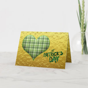 Retro-grün kariertes Herz St. Patrick Tag Karte