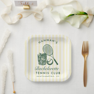 Retro Grün Letzter Schwung vor dem Ring Tennis Bac Pappteller