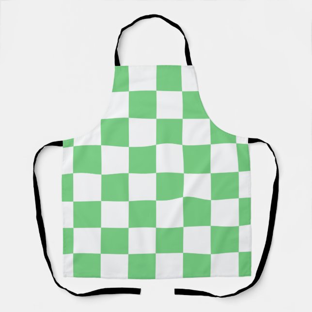 Retro Grün Schachbrett Schachbrettmuster Kachel Y2 Schürze (Vorderseite)