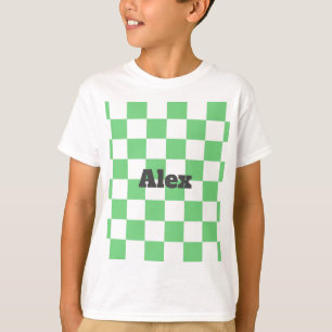 Retro Grün Schachbrett Schachbrettmuster Kachel Y2 T-Shirt