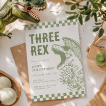 Retro-Grün-T-Rex-Dinosaurier-Geburtstagsfeier