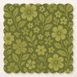 Retro-grüne Blumen-Papierserviettenhalter – Mehr F Untersetzer